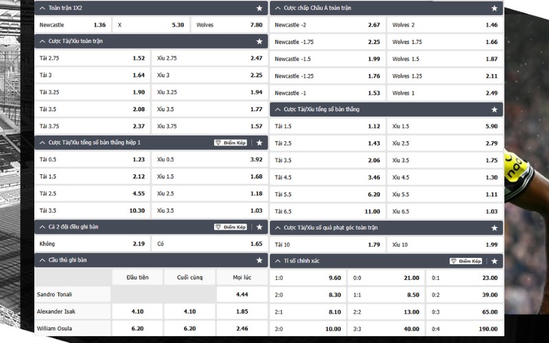 Soi kèo trận Newcastle vs Wolverhampton